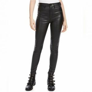 Black Pleather High Rise Skinny Pants